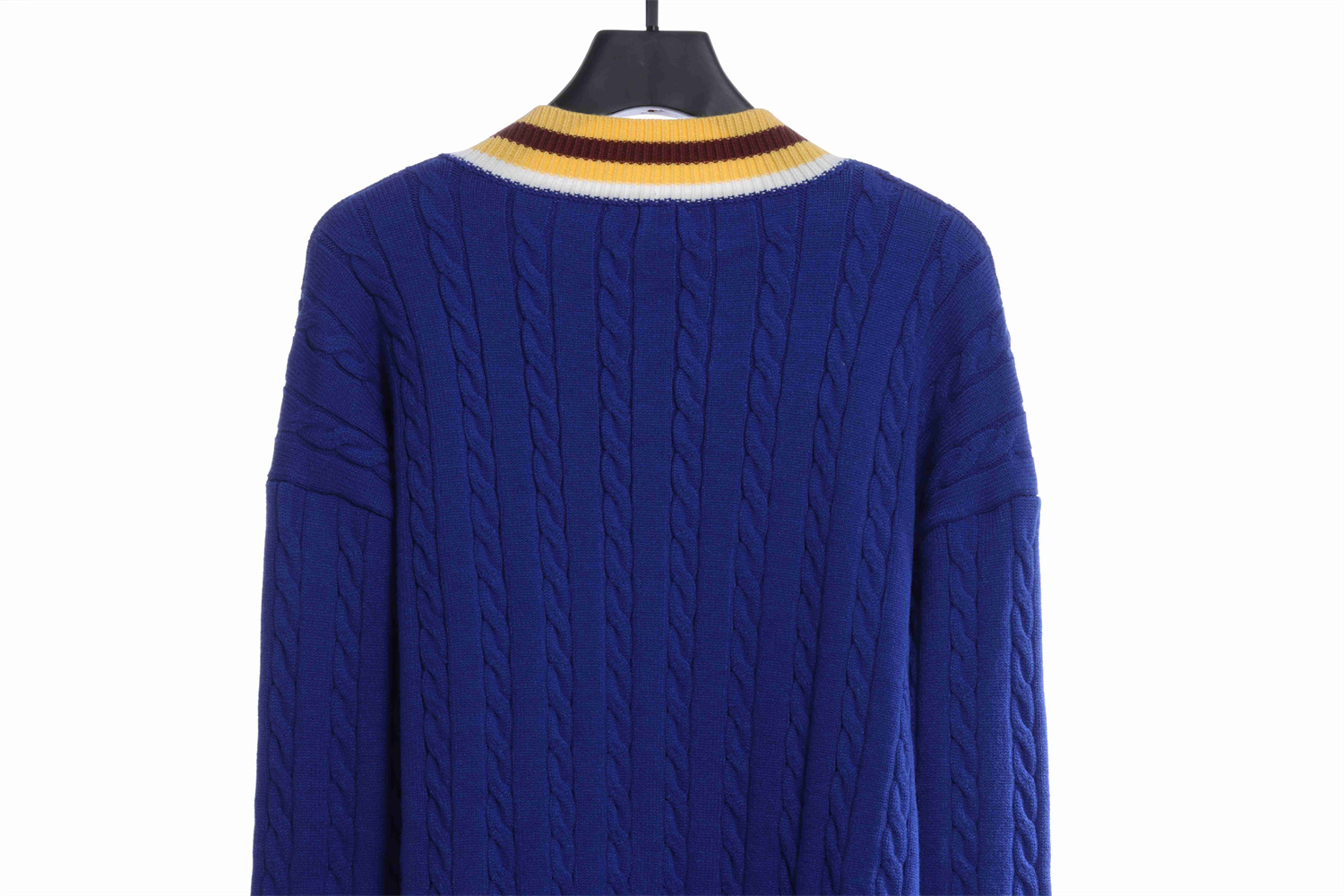 LOEVVE SS22 striped color block V-neck pullover sweater