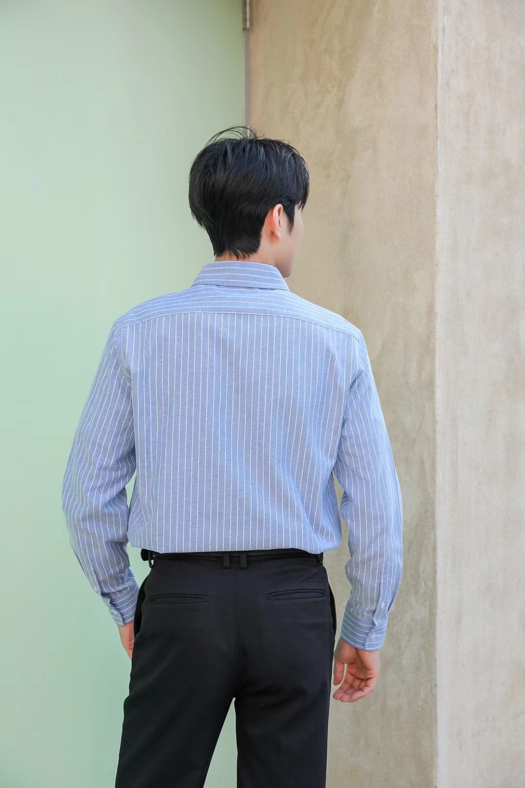 C3 Small Embroidered Vertical Stripe Long Sleeve Shirt