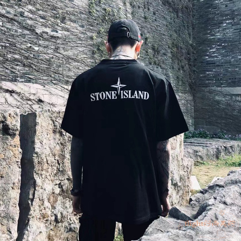 Stone island cross logo printing short sleeves