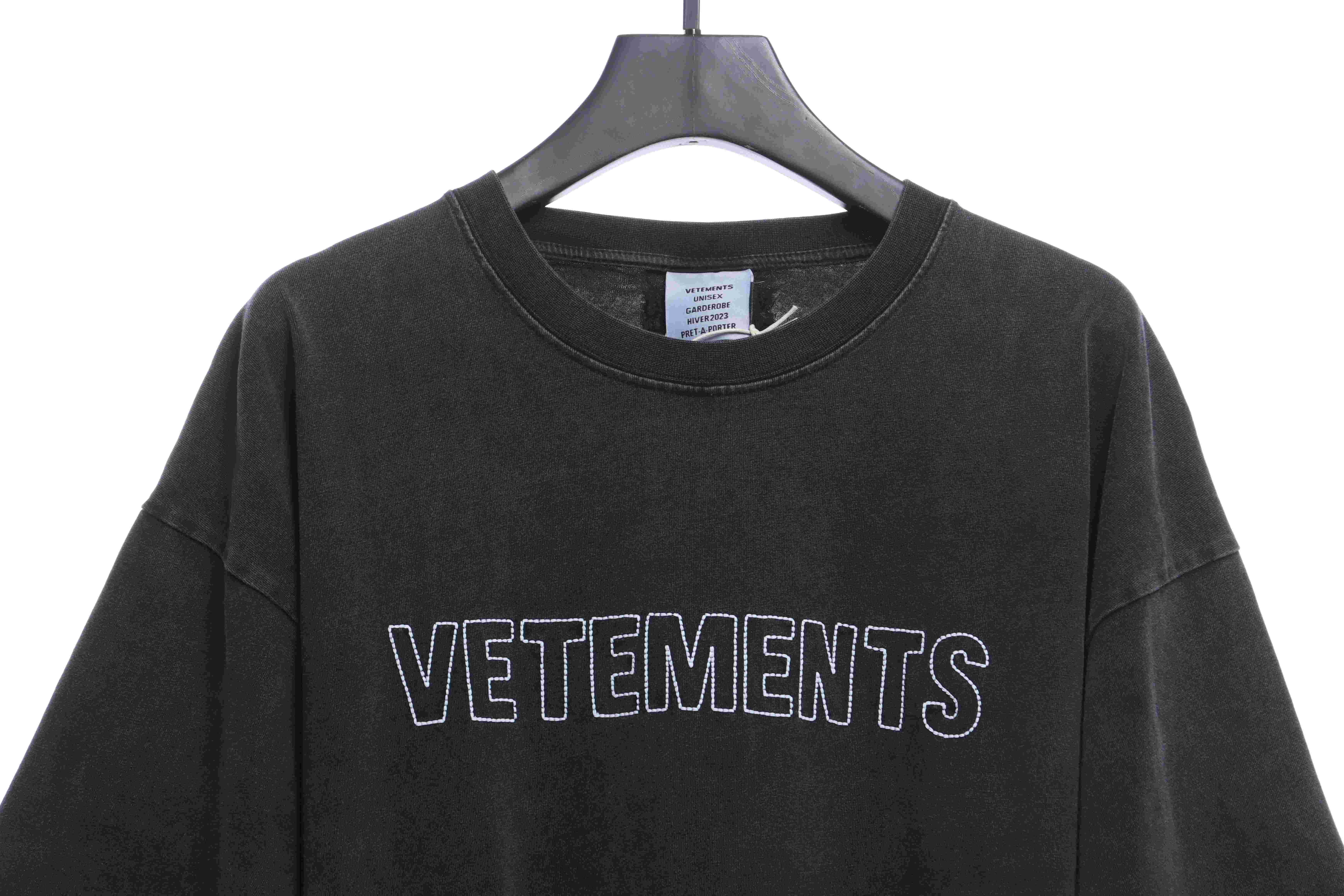 Vetements 23SS Washed Letter Embroidered Short Sleeve T-Shirt