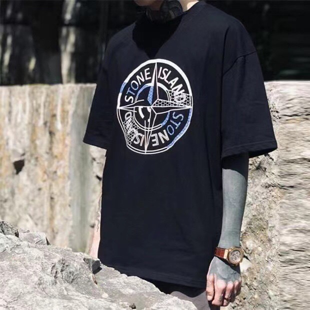 Stone Island Grid Compass Print Short Sleeve