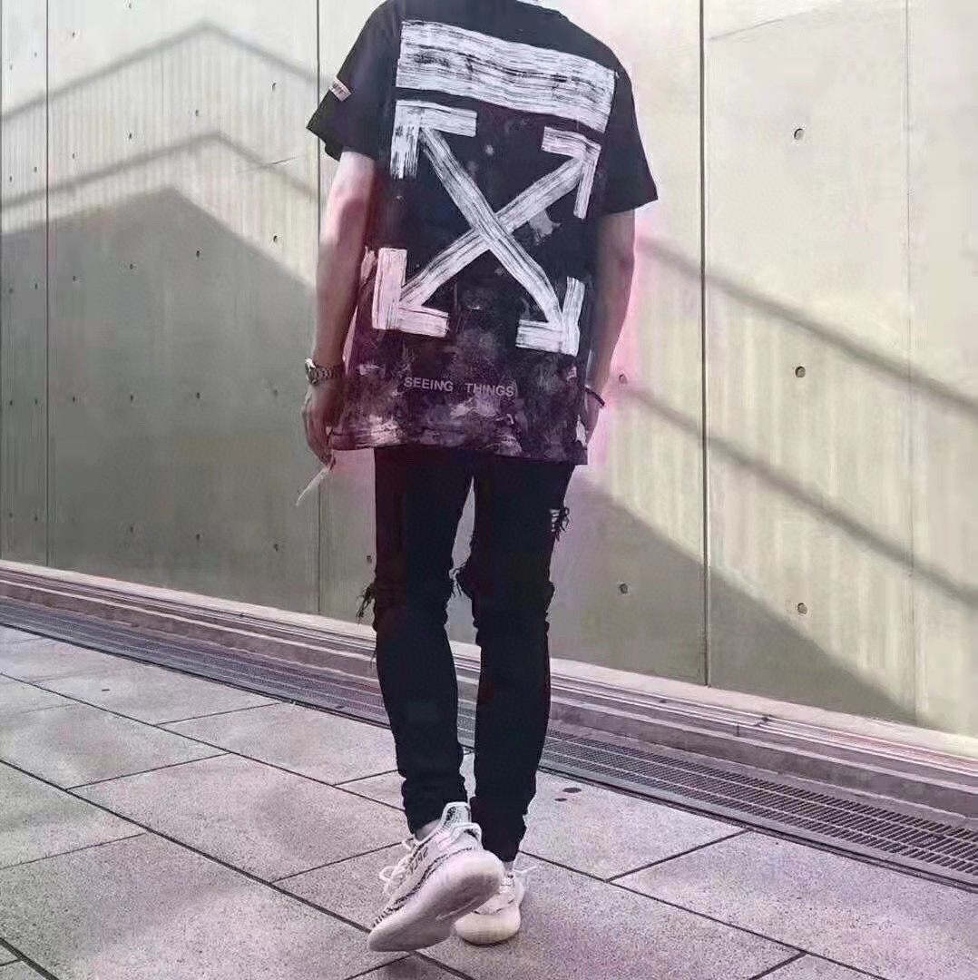 OW starry sky fireworks splash ink arrow short sleeves