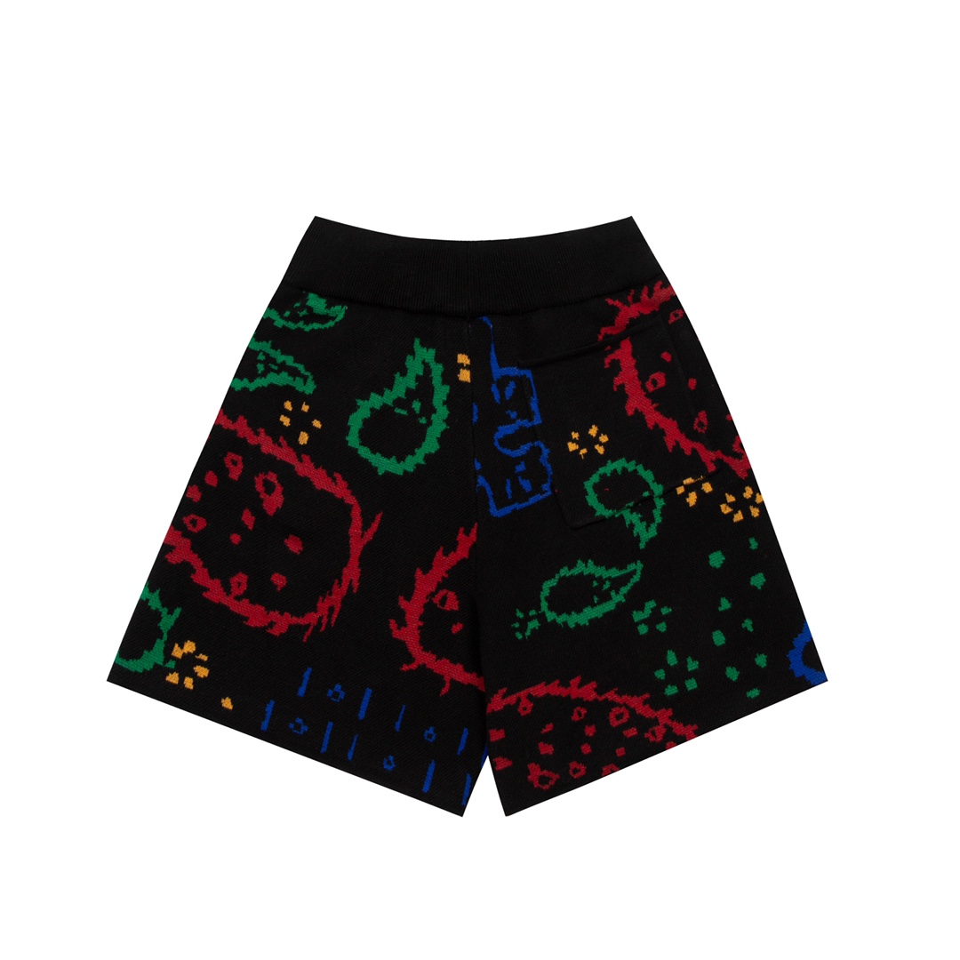 Rhud3 2023ss men’s and women’s same style cashew flower knitted shorts