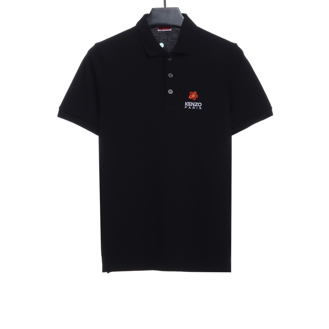 kenzo crabapple flower embroidery POLO short sleeves