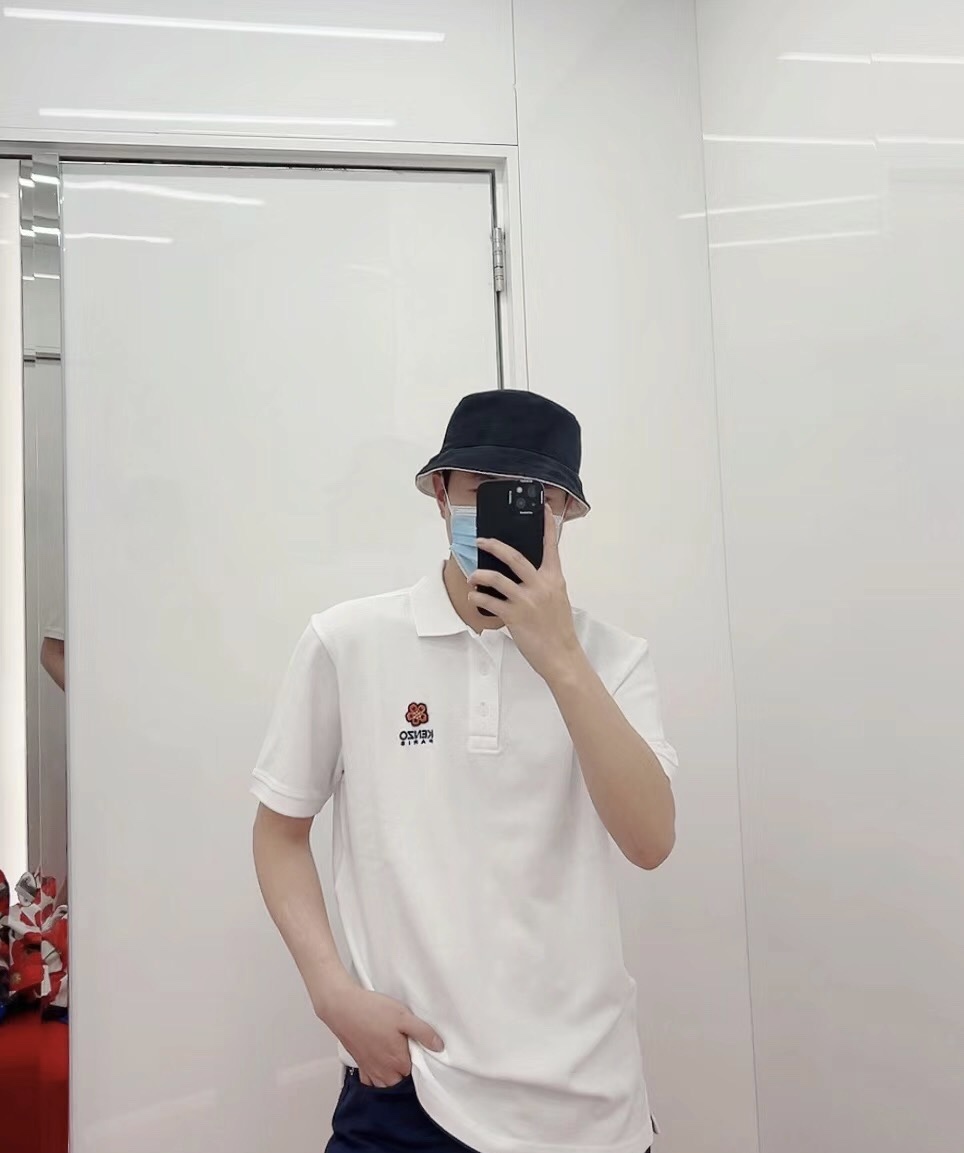 kenzo crabapple flower embroidery POLO short sleeves