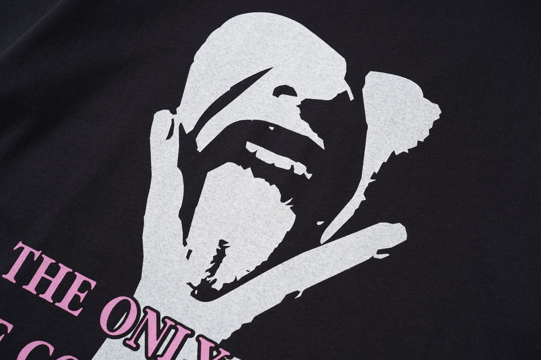 RHUDE Retro Slogan Portrait Print Short Sleeve T-Shirt Black