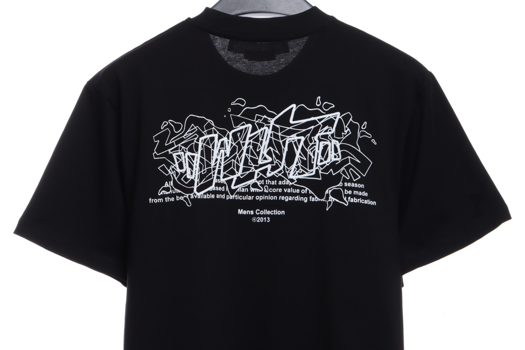 OW embroidery flocking print pattern short sleeve