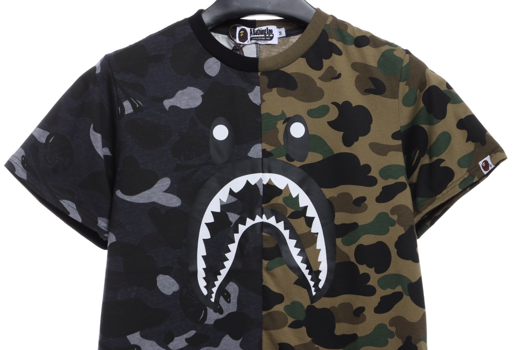 BAPE color matching camouflage shark mouth print short sleeves