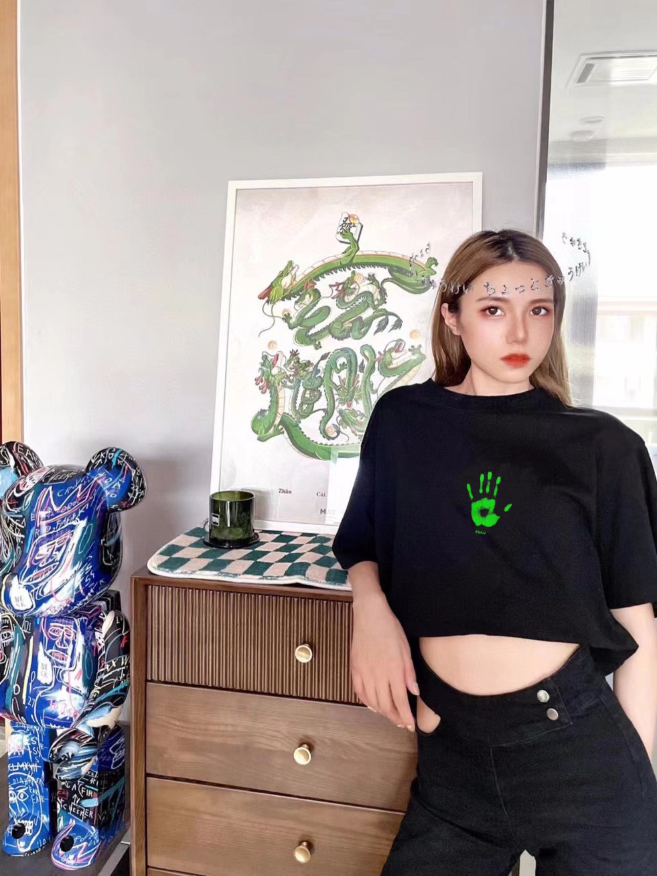 NOAH FLY Fluorescent Chest Short Sleeves