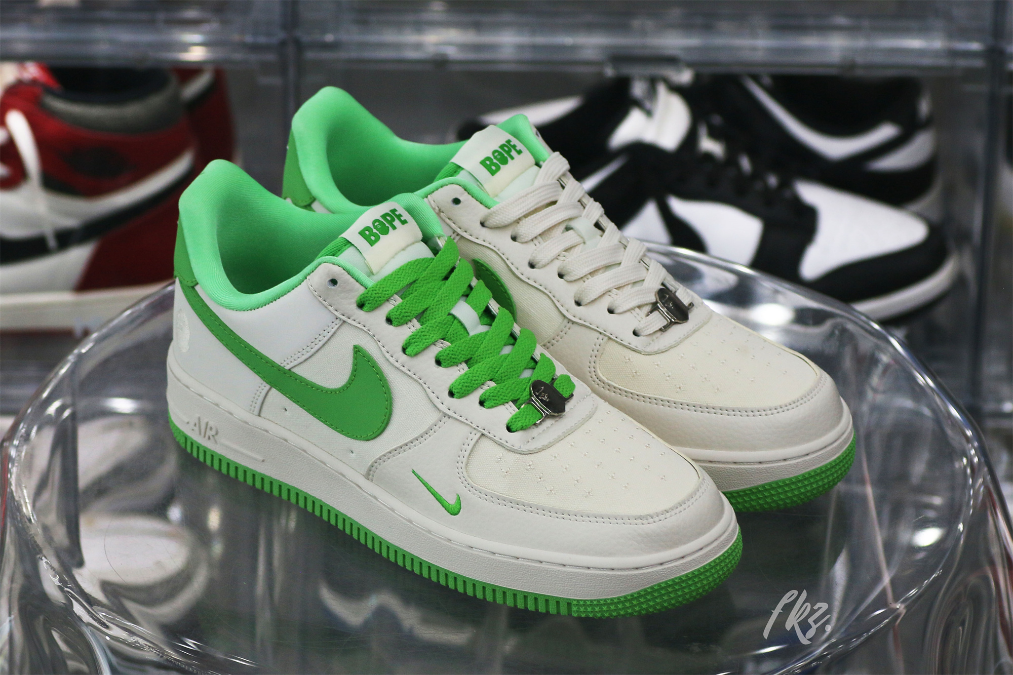 Bape X Nike Air Force 1 White Green Custom shoes