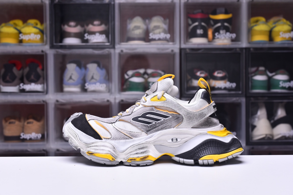 Balenciag* Cargo Sneaker Grey Black Yellow