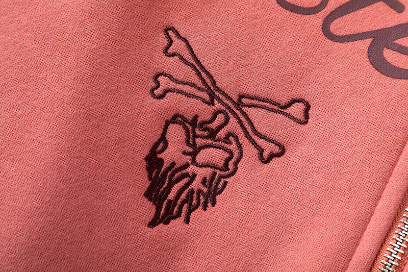 Travis Scott Cactus Jack xMMJ Skull Zip Up Mauve Hoodie