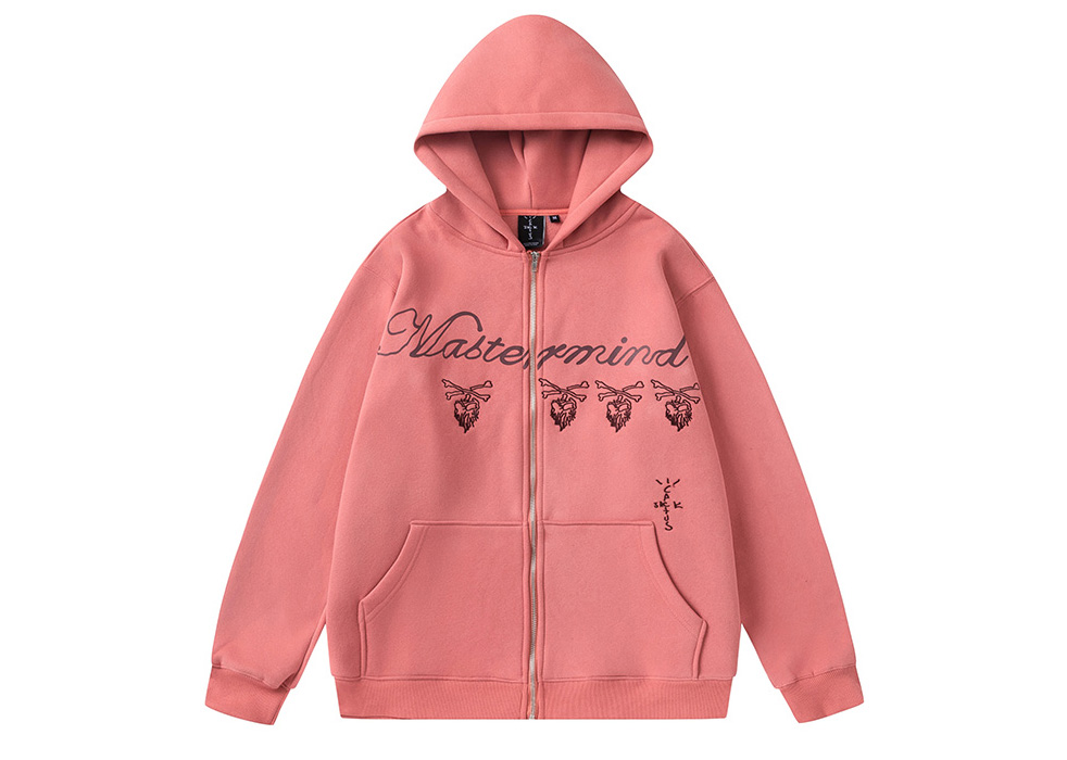 Travis Scott Cactus Jack xMMJ Skull Zip Up Mauve Hoodie
