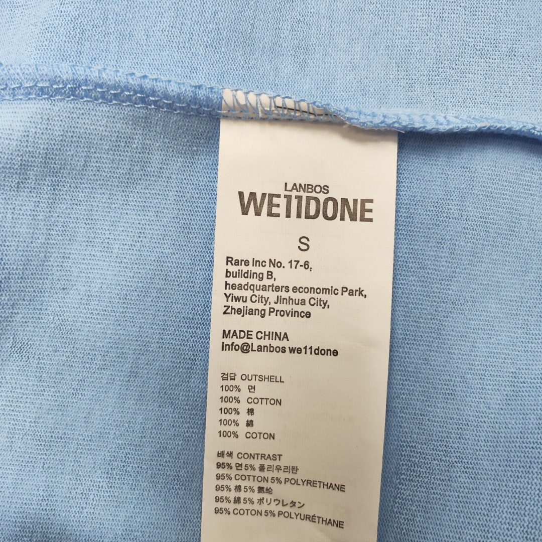 WE11D0NE Embroidered Logo Simple Color T-Shirt