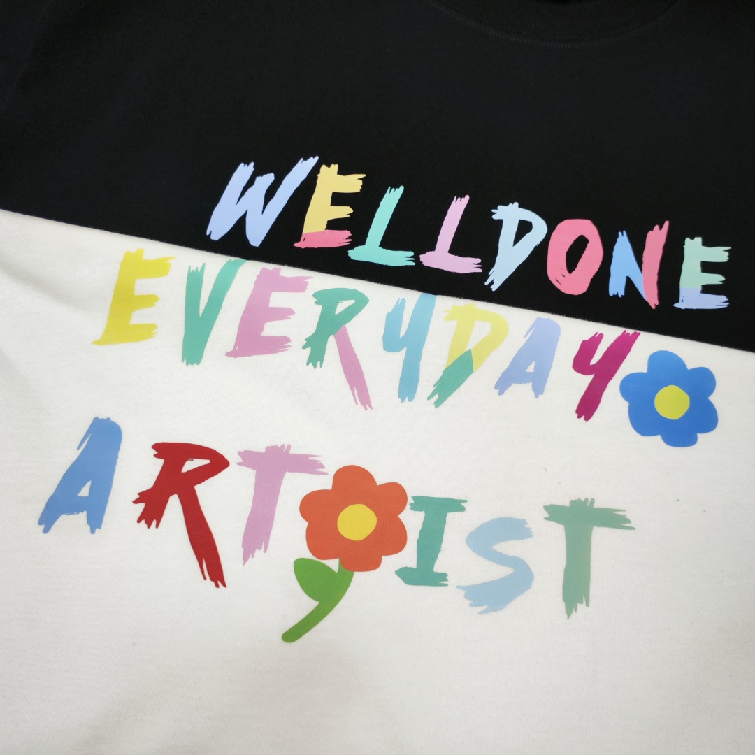 WE11D0NETRACK New Colorful Hand-Painted Graffiti T-Shirt