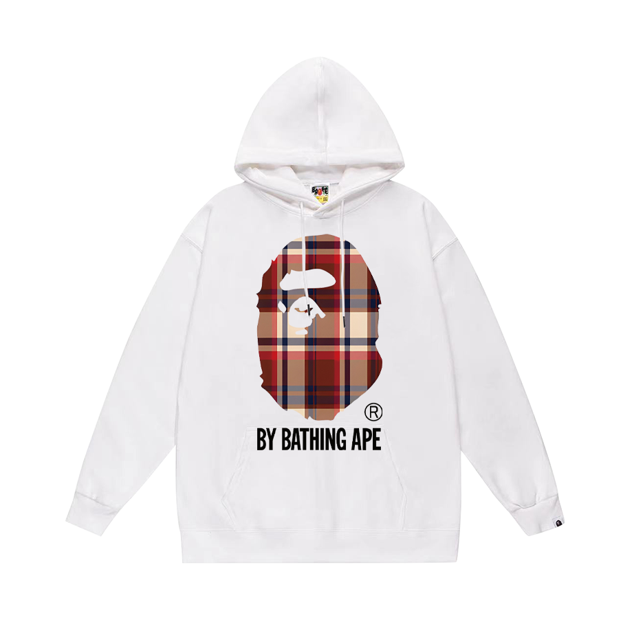 BAPE plaid Ape Head logo hoodie