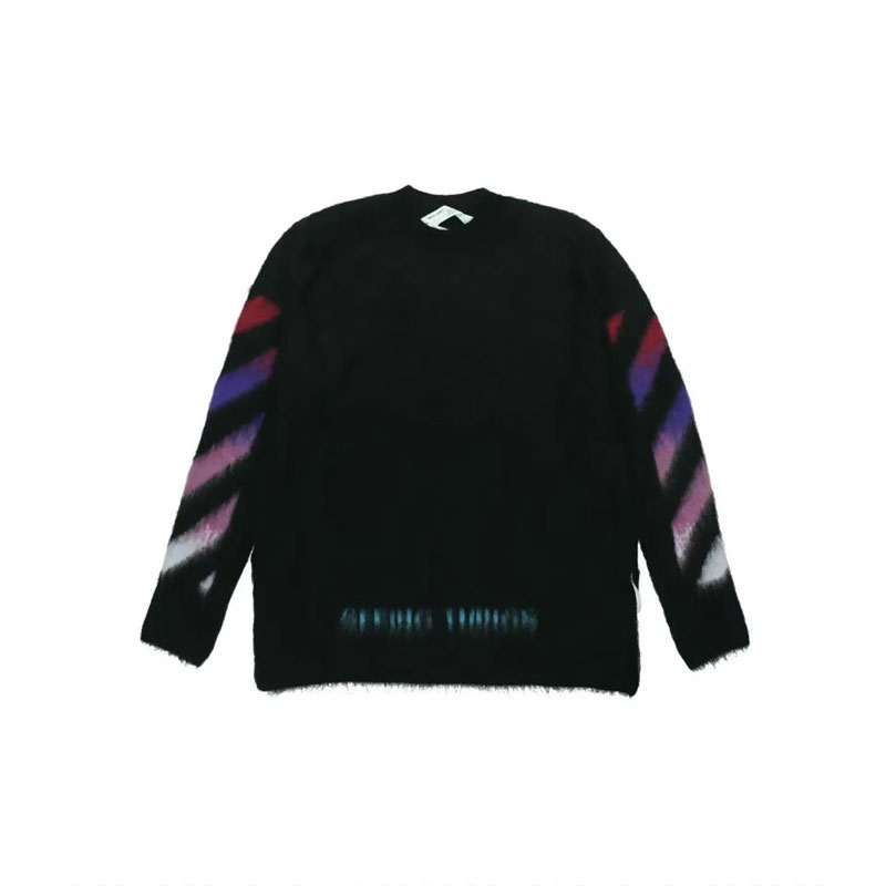 Off White black and red color-block long-sleeve sweater