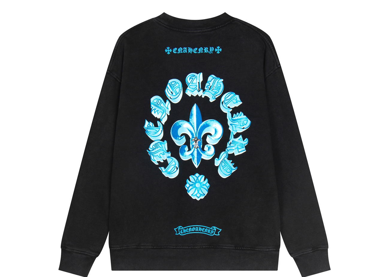 Ch*0me He**ts latest basic crewneck sweatshirt black/blue