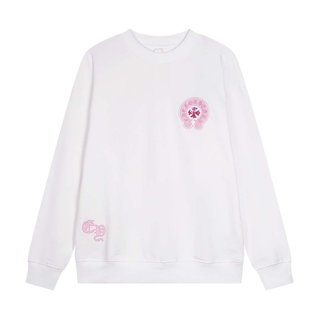 Ch*0me He**ts latest basic crewneck sweatshirt white/pink