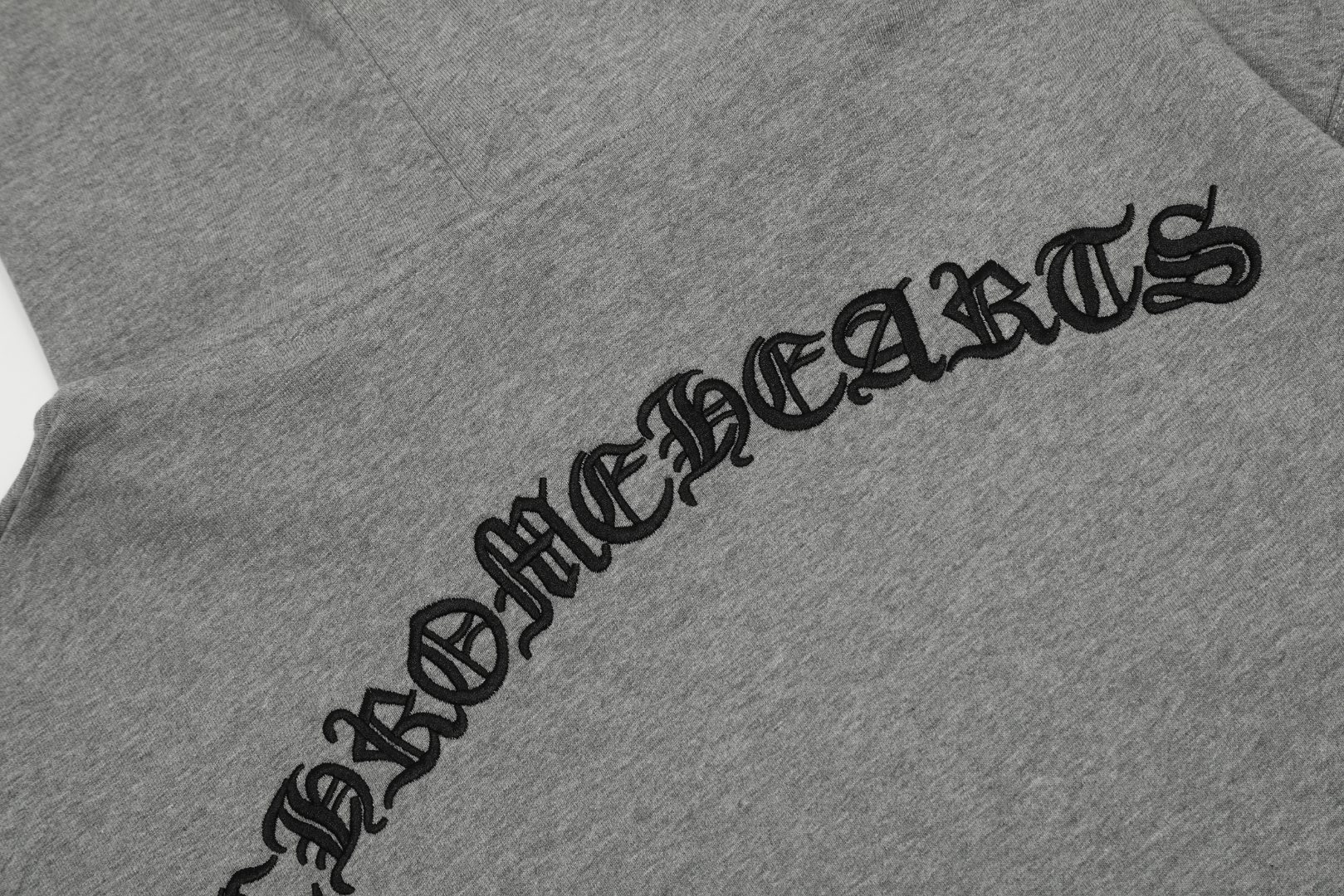 Ch*0me He**ts gray embroidered and printed heavy-duty zip-up hoodie