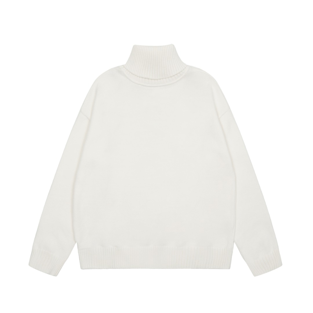 Am1 2024SS classic white jacquard big heart turtleneck sweater