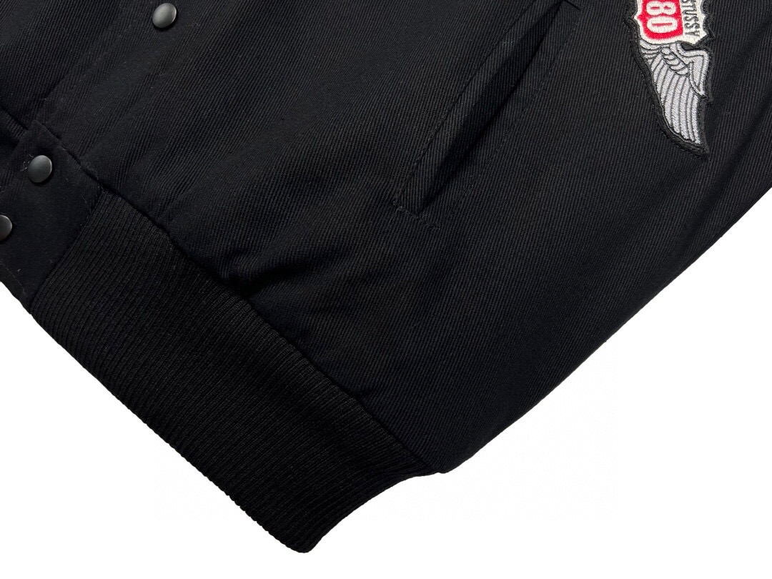 Stussy appliqué graphic print single-breasted logo stand-collar varsity jacket