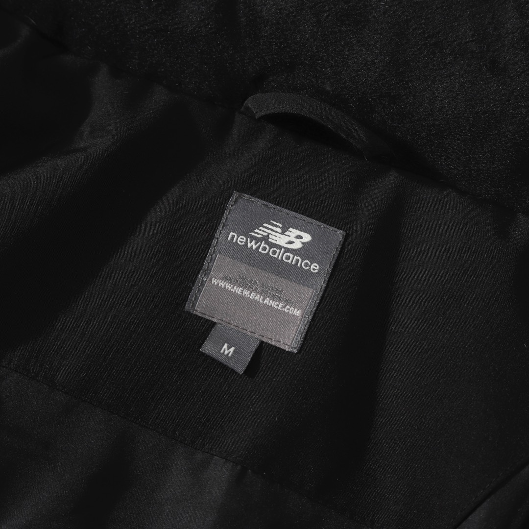 New Balance Solid-color Fur-trimmed Mid-length Hooded Down Jacket