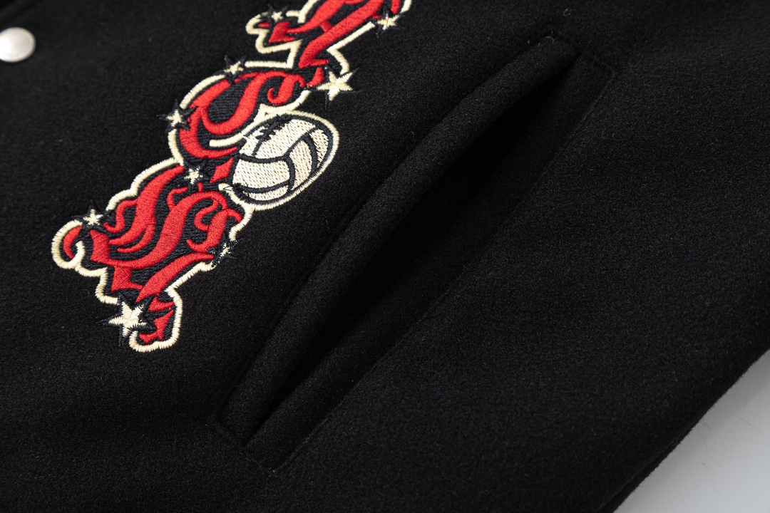 Off-White Embroidered Patchwork Leather Jacket