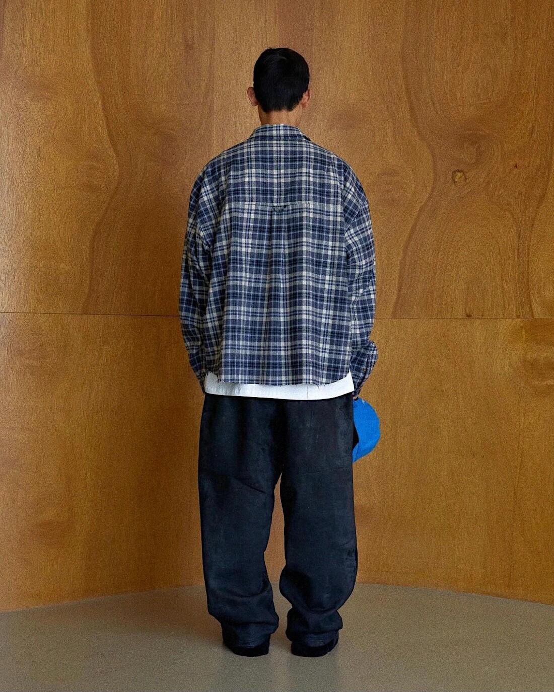 Far Archive Flannel Tassel Blue Plaid Shirt